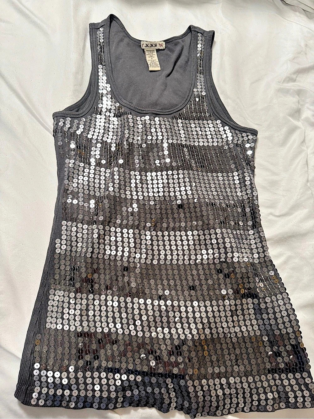 XXI Sequin Tank Top in Gray Size Medium